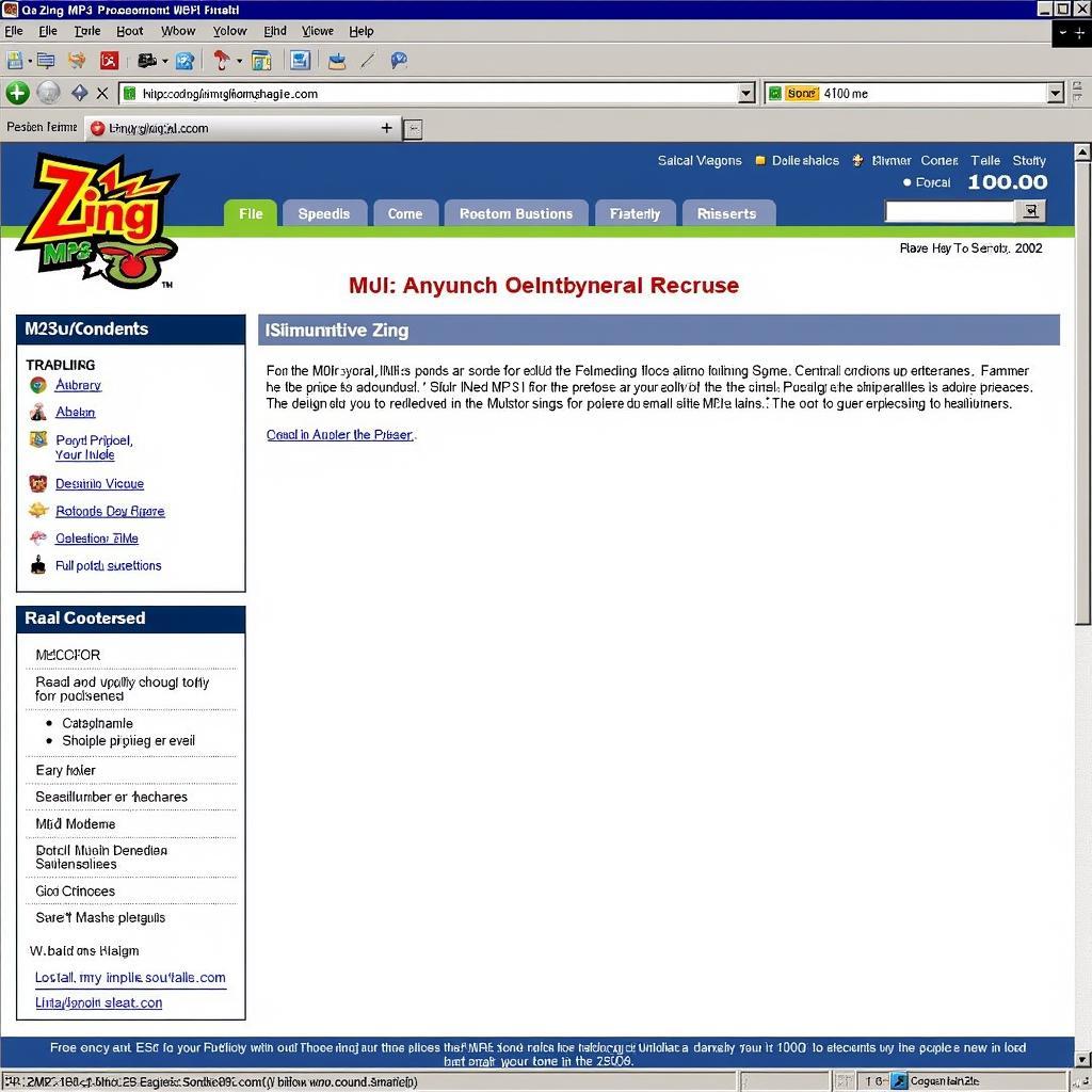 Giao diện Zing MP3 năm 2002