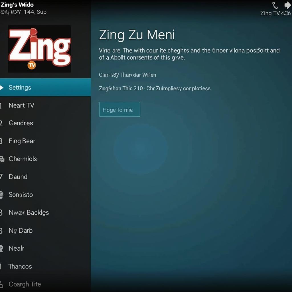 Giao diện addon Zing TV cho Kodi