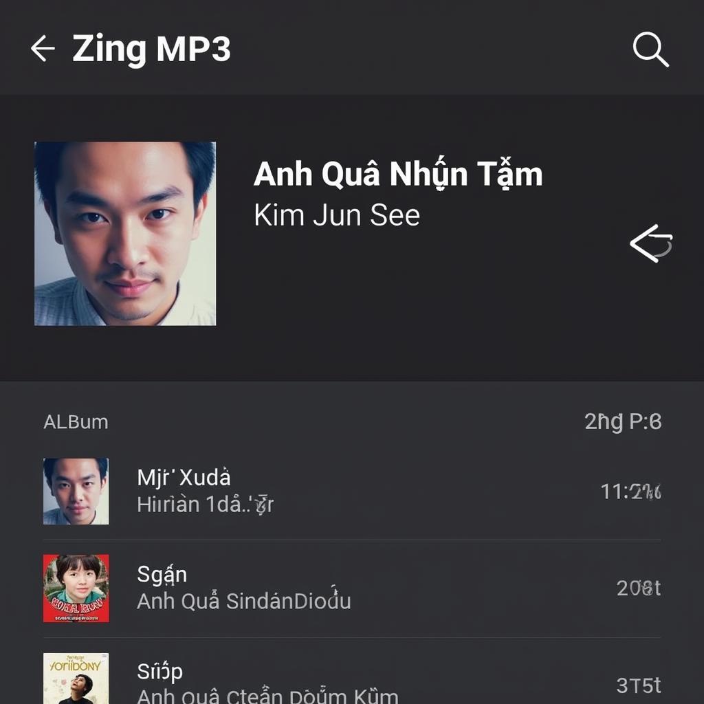 Hình ảnh giao diện Zing MP3 với bài hát Anh Quá Nhẫn Tâm