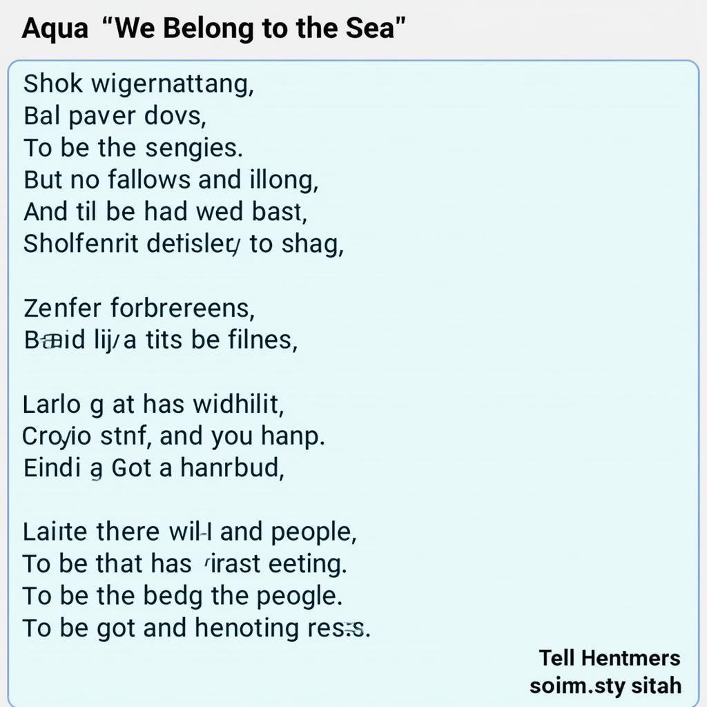 Lời bài hát Aqua We Belong to the Sea Zing