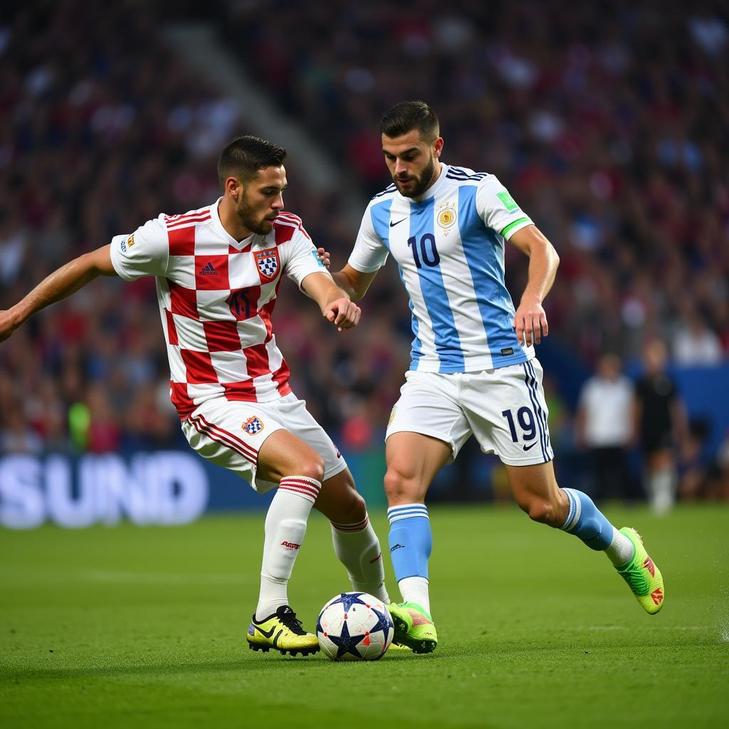 Argentina và Croatia giằng co trong hiệp 1