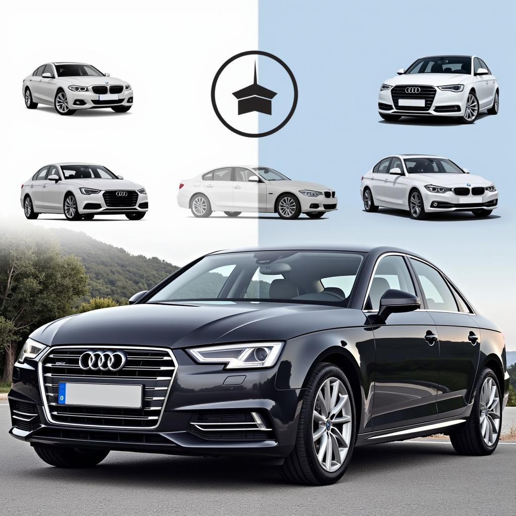 Hình ảnh so sánh Audi A4 với Mercedes-Benz C-Class và BMW 3-Series