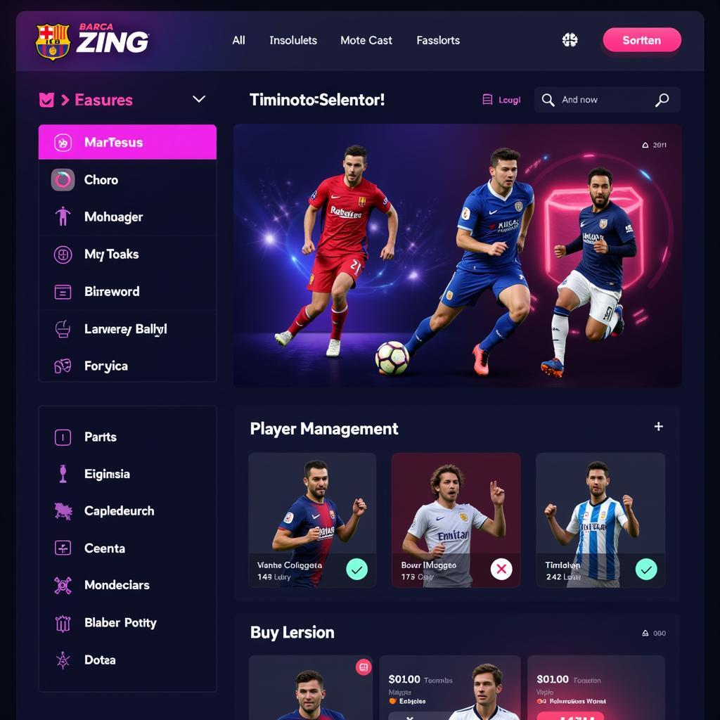 Giao diện chính Barca Zing New