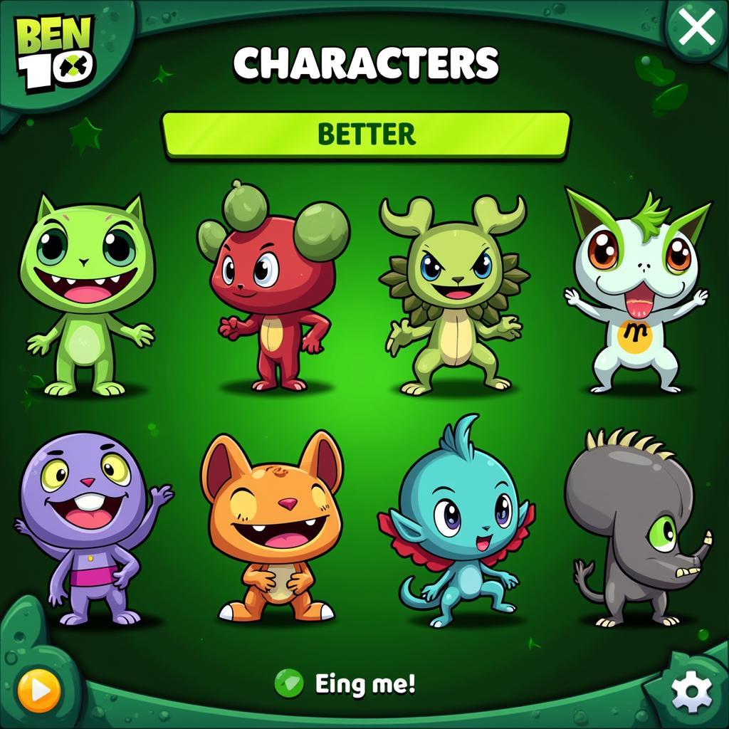 Giao diện game Ben 10 Zing Me