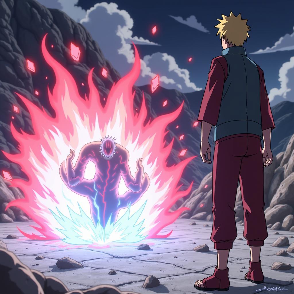 Boruto sử dụng kỹ năng mới trong trận chiến