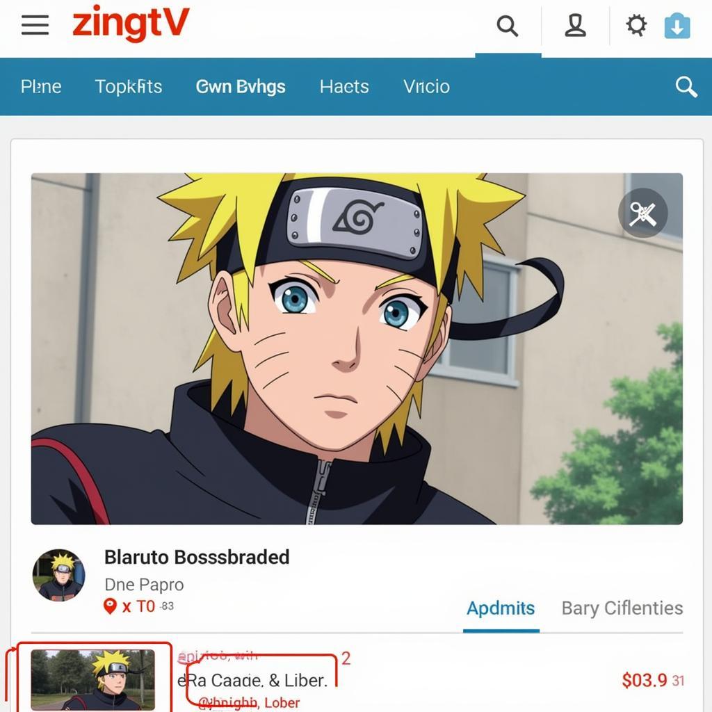 Hình ảnh Boruto trên giao diện ZingTV