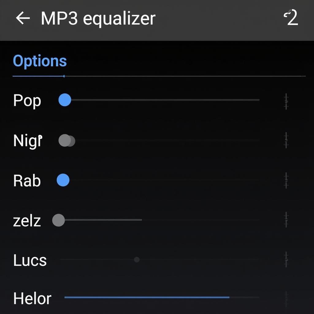 Các tùy chọn Equalizer có sẵn trên Zing MP3