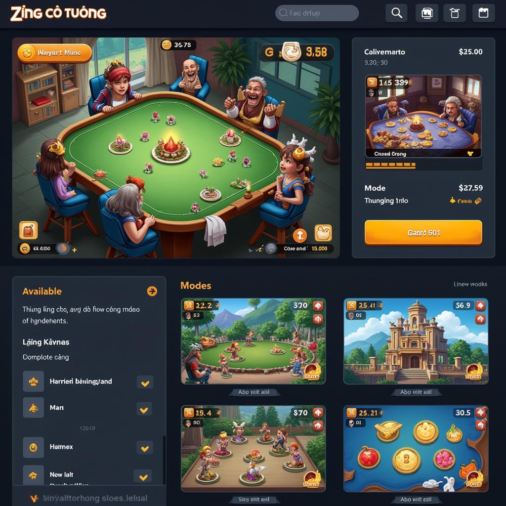 Giao diện game cờ tướng Zing