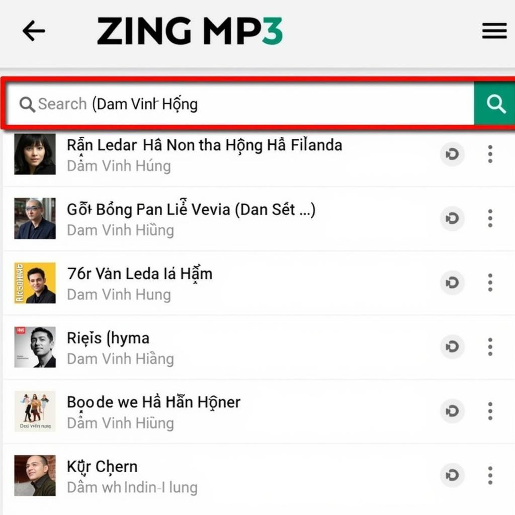 Dam Vinh Hưng Zing MP3 Giao Diện