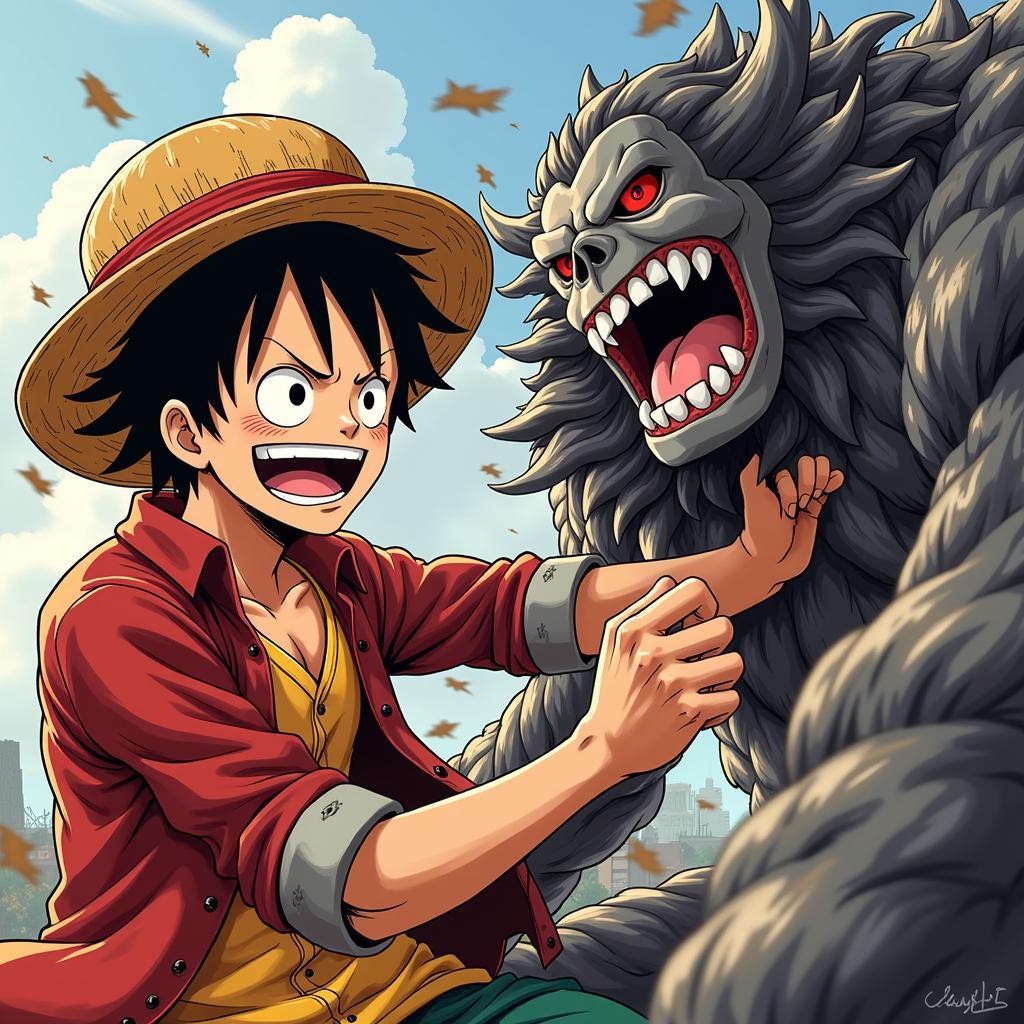 Luffy chiến đấu trong Đao Hải Tặc tập 590