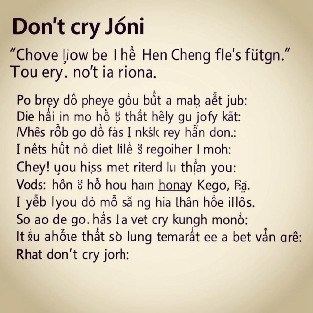 Hình ảnh hiển thị lời bài hát "Don't Cry Joni"