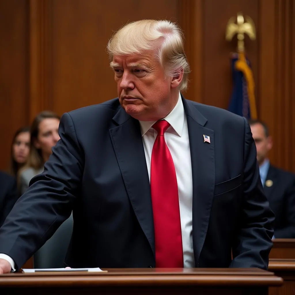 Donald Trump standing trial in court