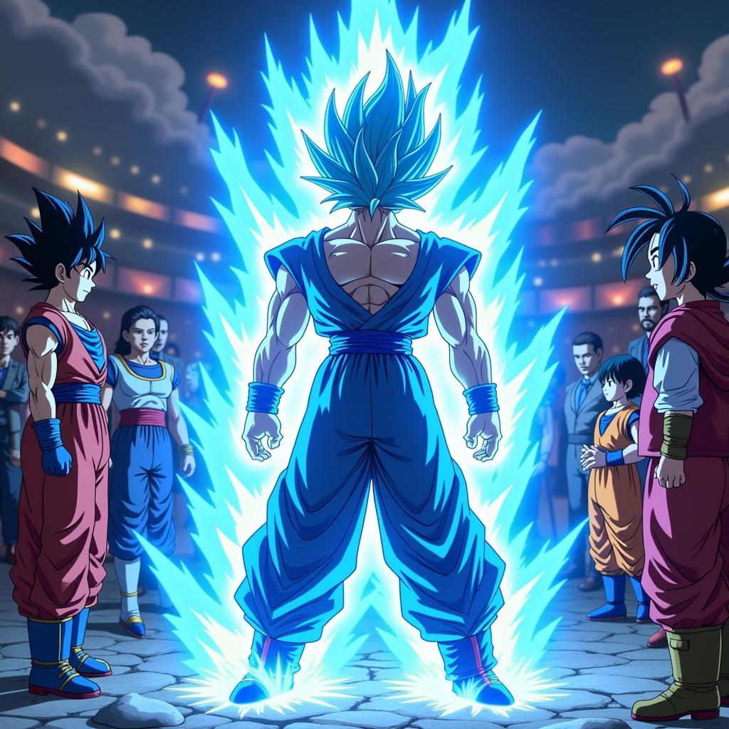 Goku biến hình Super Saiyan Blue trong Dragon Ball Super tap 70