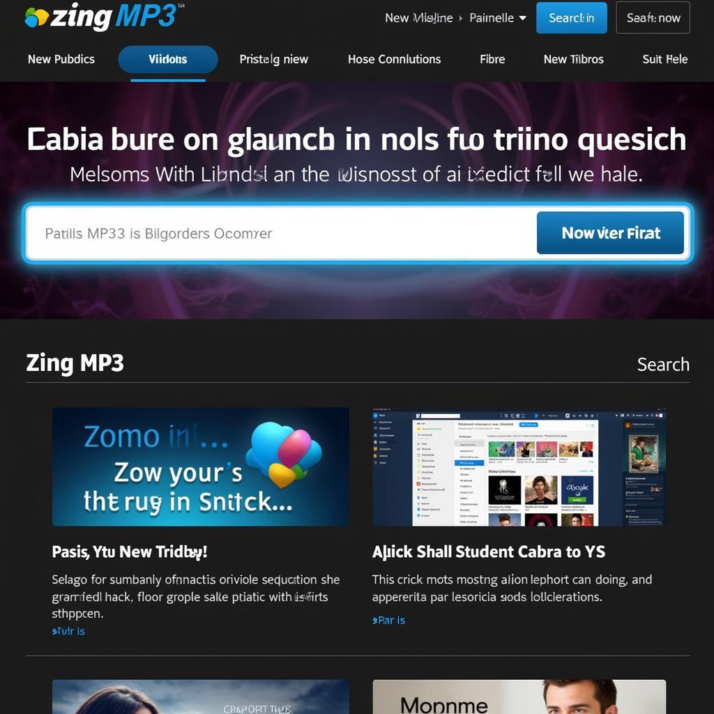 Giao diện trang web Zing MP3