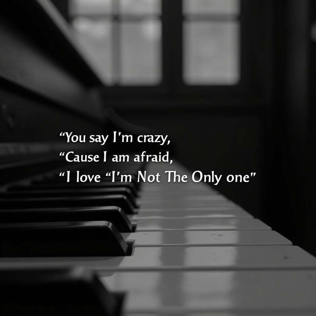 Bàn phím piano và lời bài hát "I'm Not The Only One"