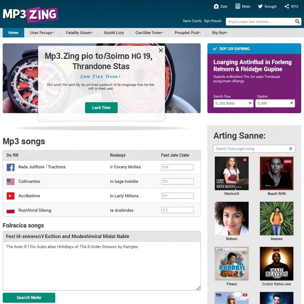 Giao diện website nghe nhạc mp3.zing