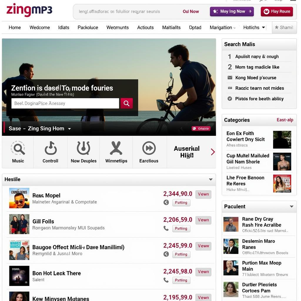 Giao diện website Zing MP3