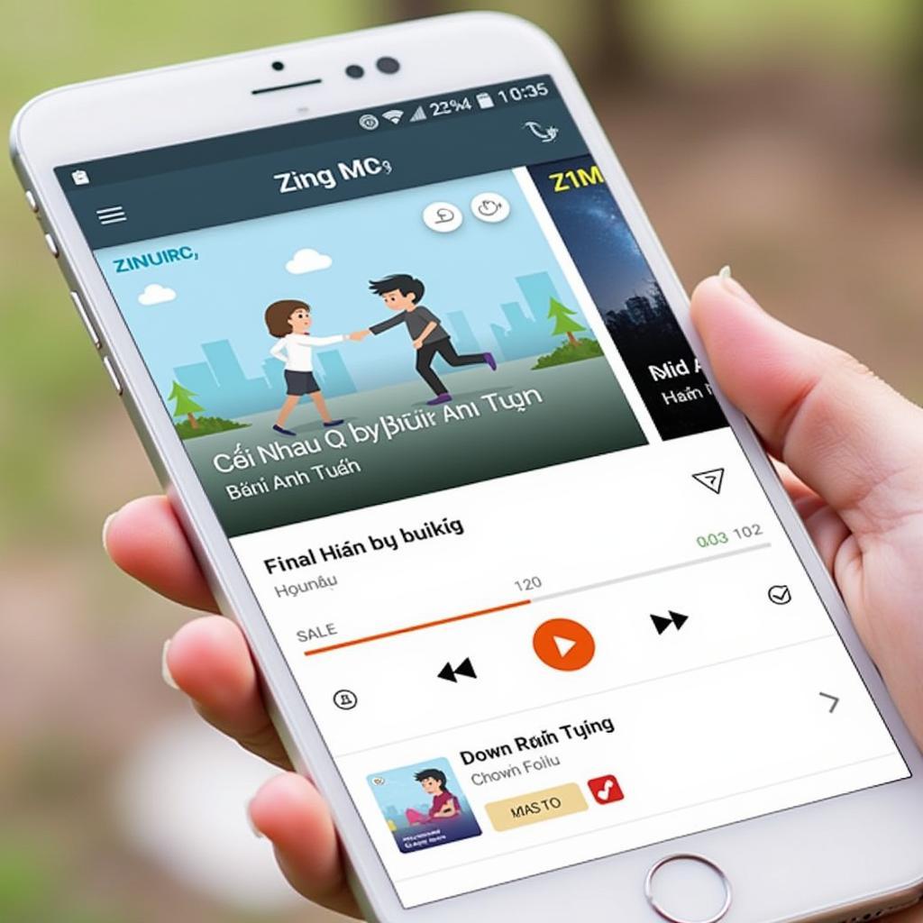 Giao diện ứng dụng Zing MP3 trên điện thoại