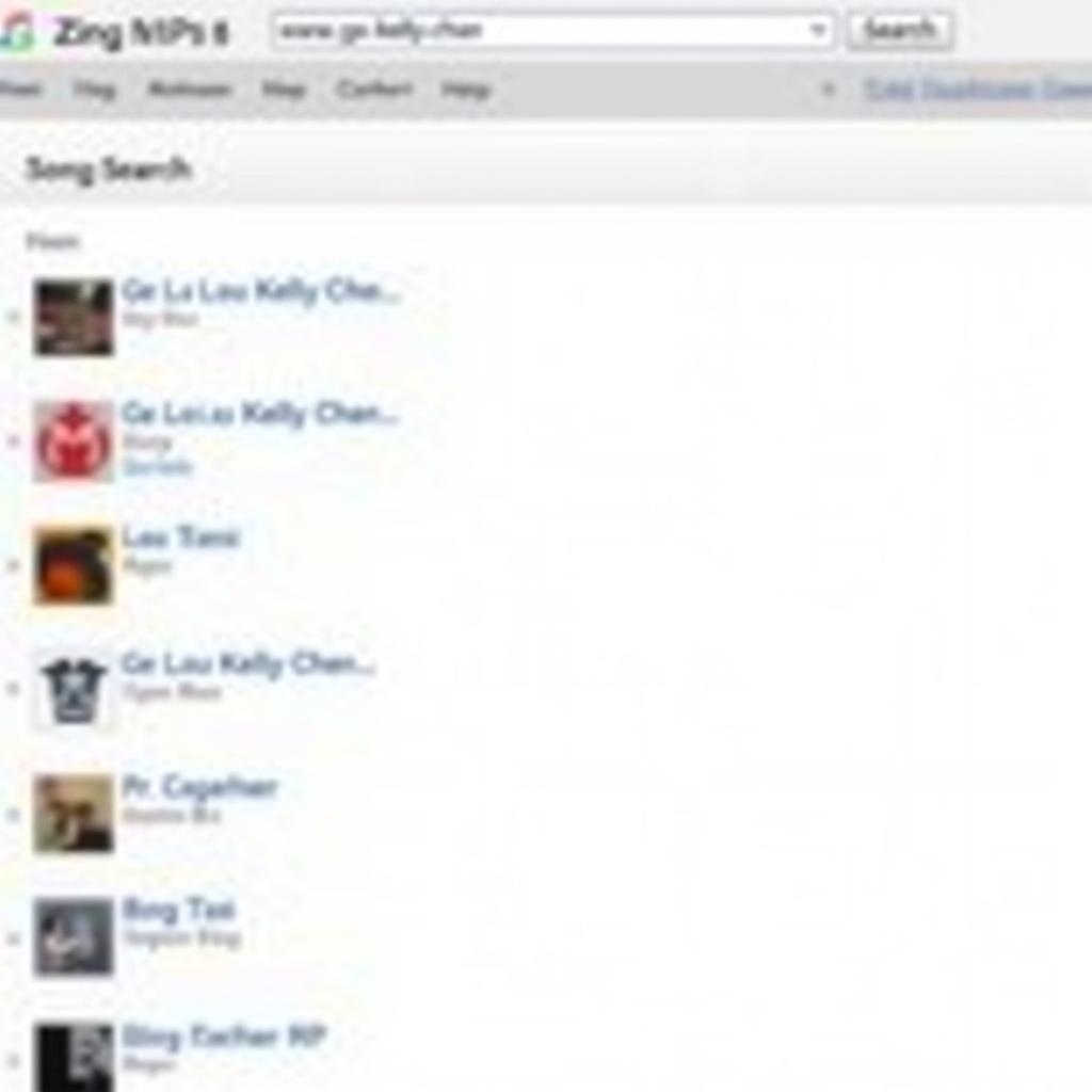 Giao diện Zing Mp3 tìm kiếm Ge Lou