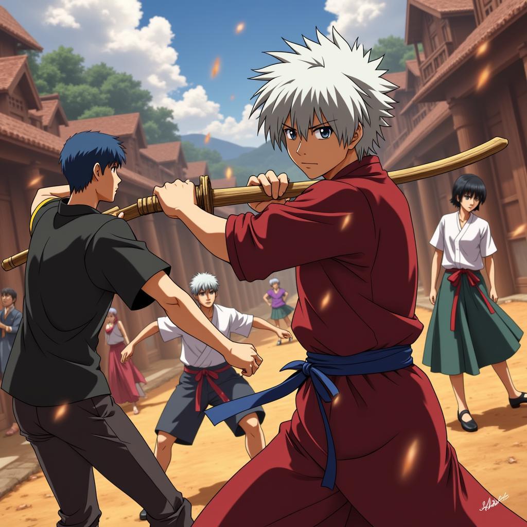 Cảnh chiến đấu trong Gintama 2015