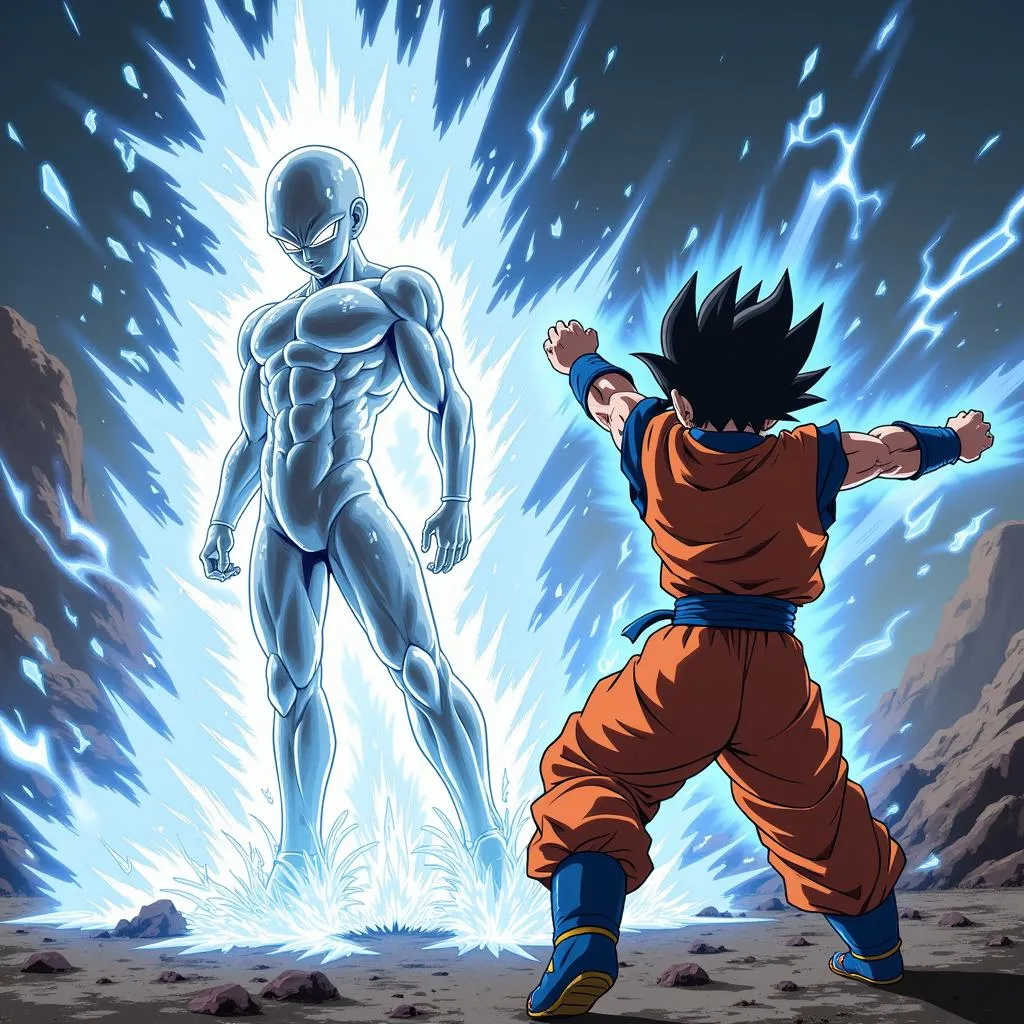 Goku Bản Năng Vô Cực chiến đấu với Jiren