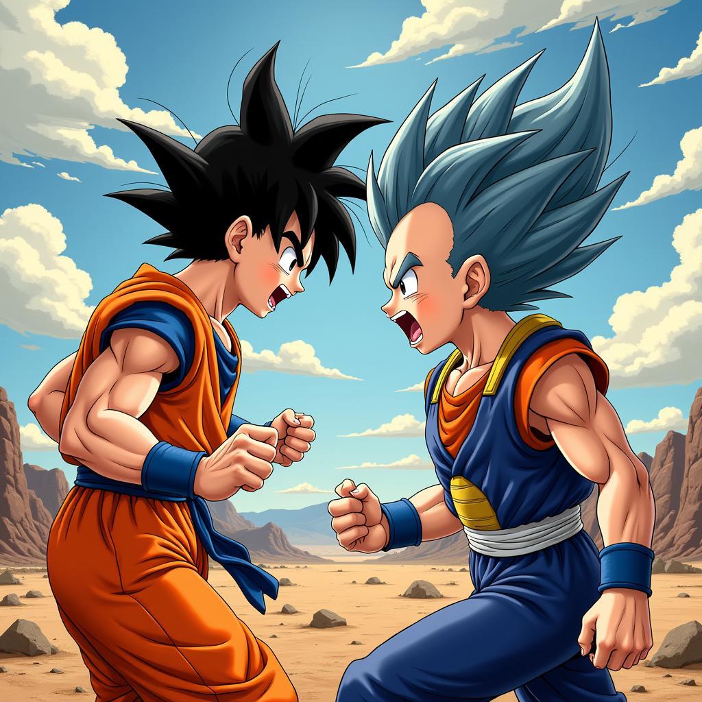 Goku và Vegeta đối đầu trong trận chiến khốc liệt