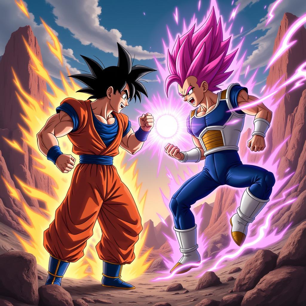 Goku và Vegeta trong trận chiến cuối cùng với Majin Buu