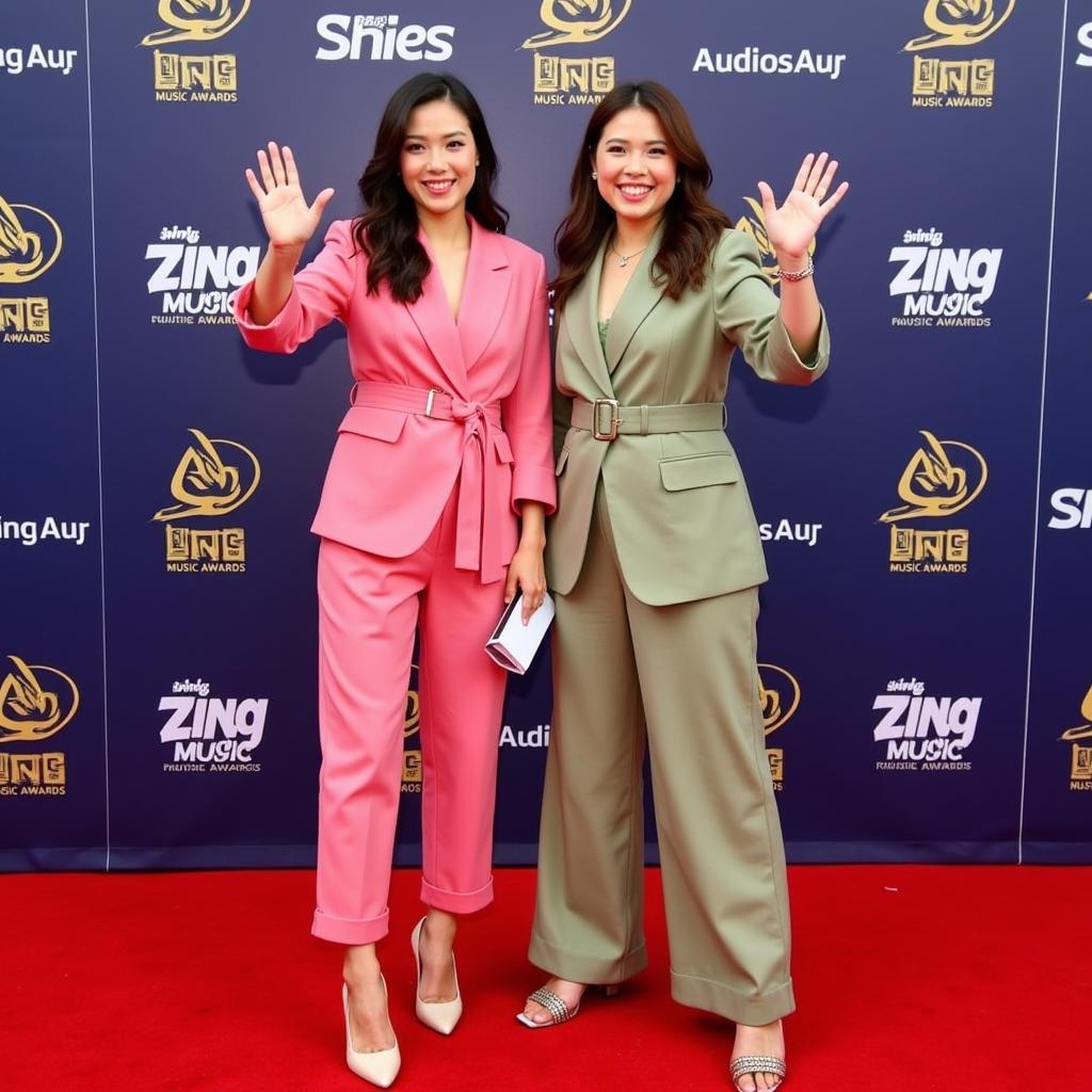 Han Sara và Tùng Maru rạng rỡ trên thảm đỏ Zing Music Awards