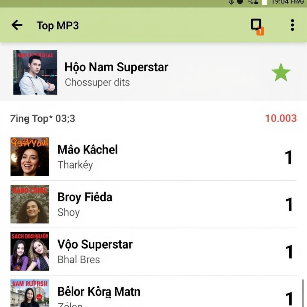 Bảng xếp hạng Zing MP3 với Hảo Nam Superstar ở vị trí top 1