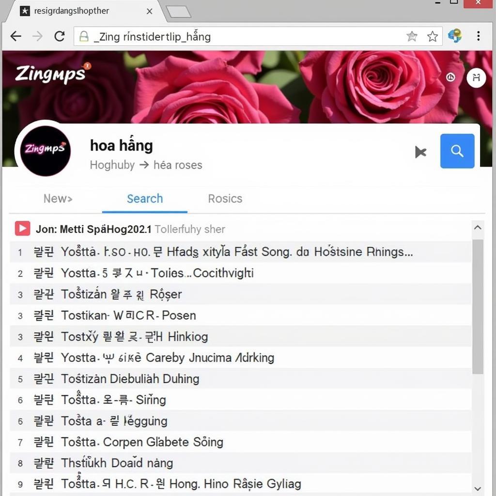 Tìm kiếm hoa hồng trên Zing Mp3