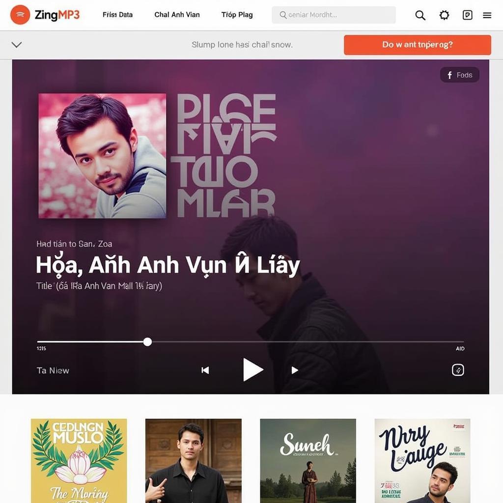 Hình ảnh hiển thị trang web Zing MP3 với bài hát "Hóa Ra Anh Vẫn Ở Đây"