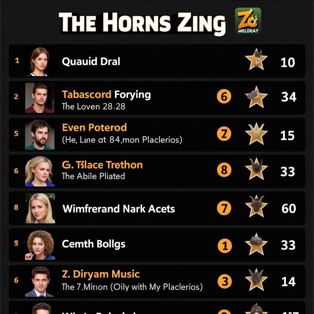 Bảng xếp hạng Horns Zing