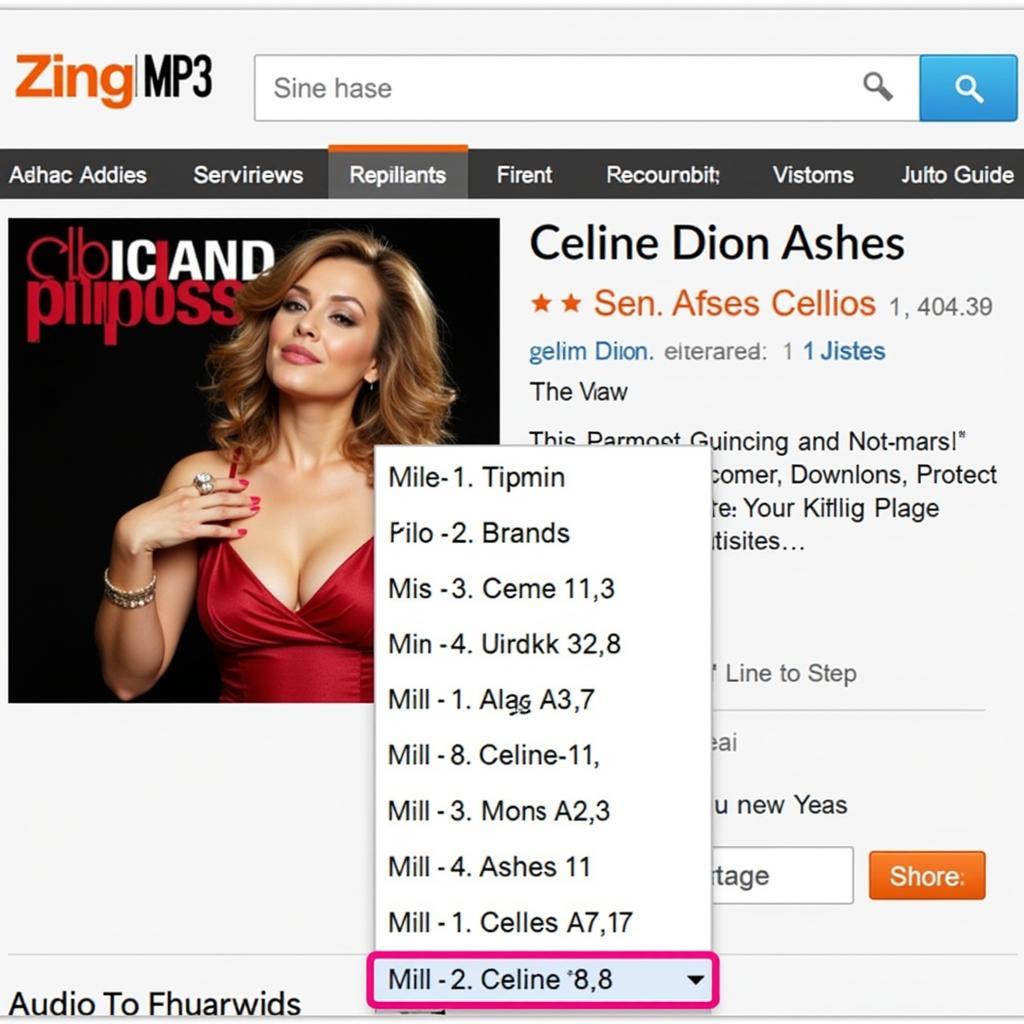 Hướng dẫn tải nhạc Celine Dion Ashes trên Zing MP3