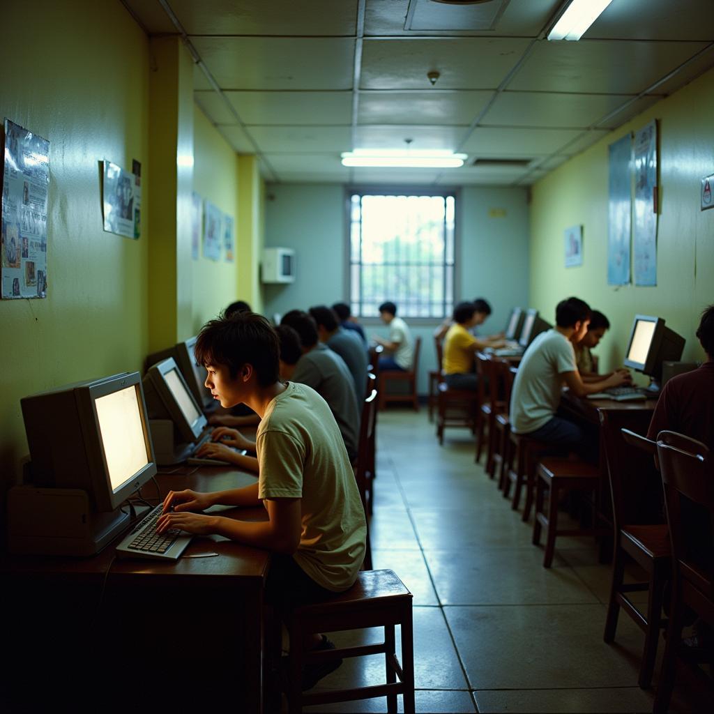 Internet cafe in Vietnam, early 2000s