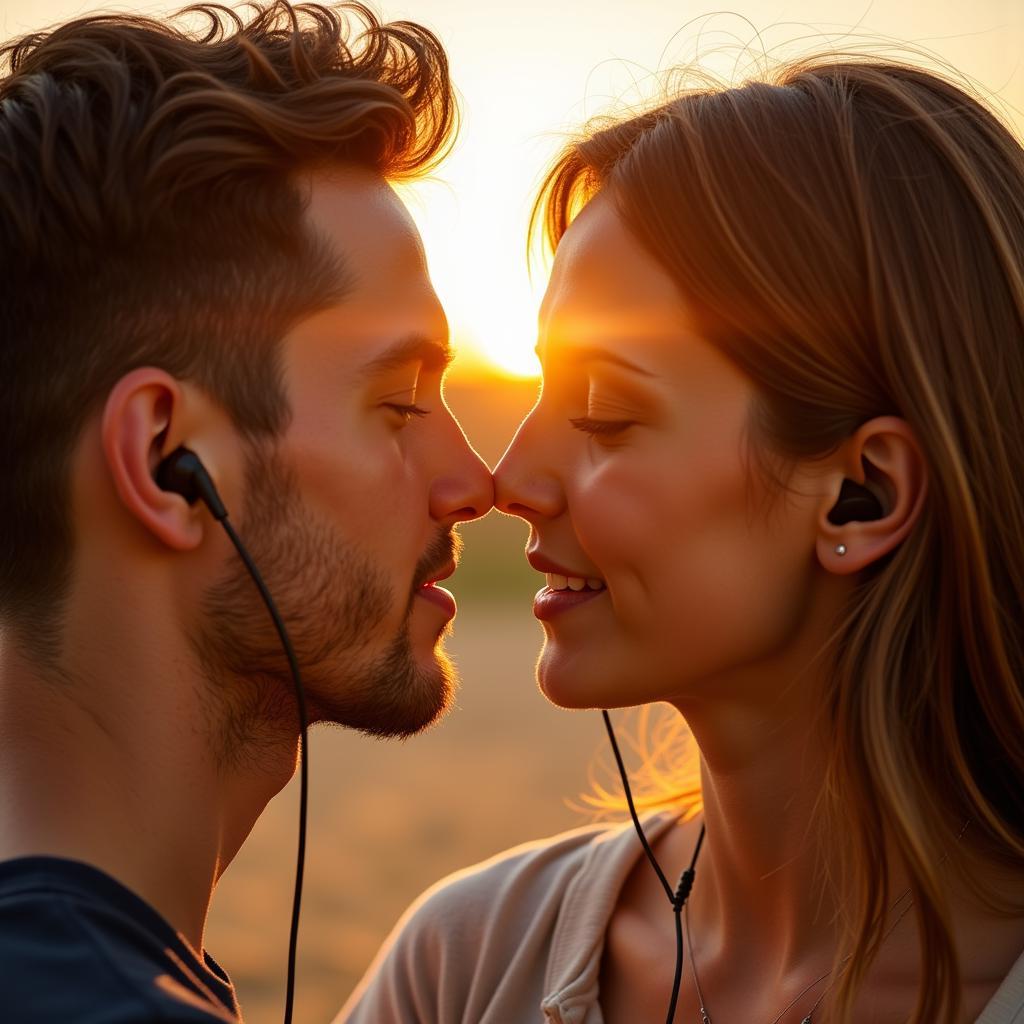 Couple listening to music