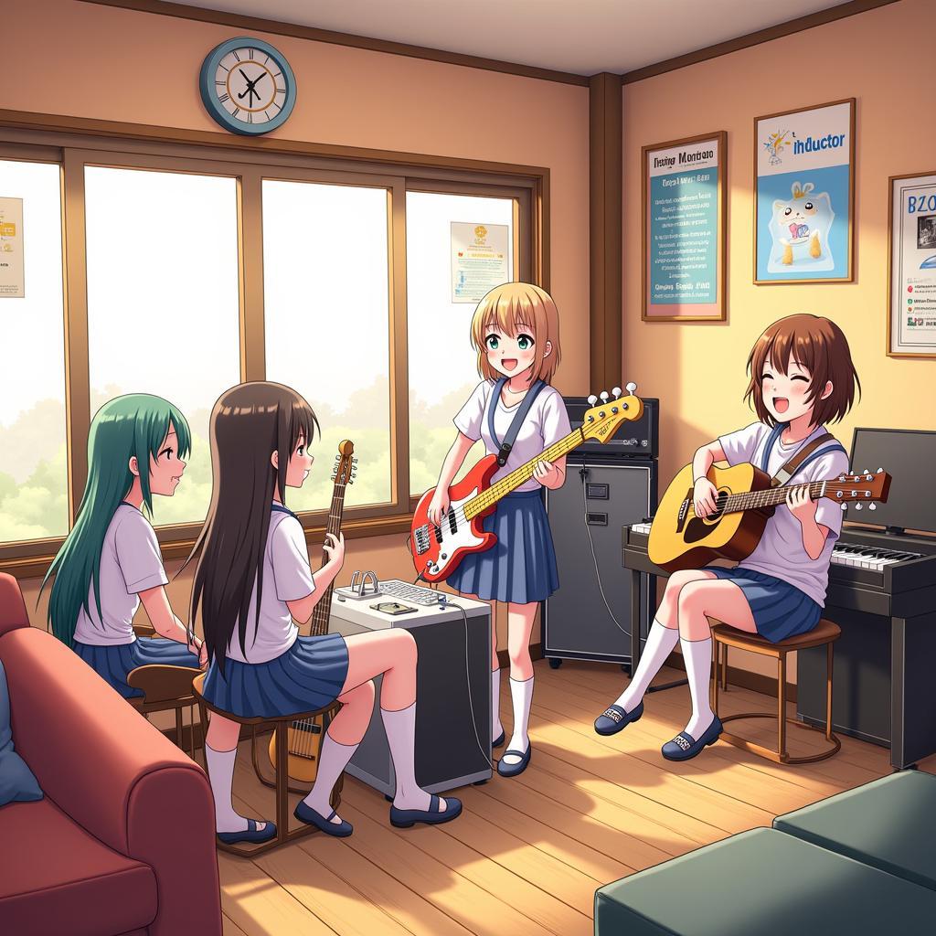 K-On! Ban nhạc tập luyện trong phòng