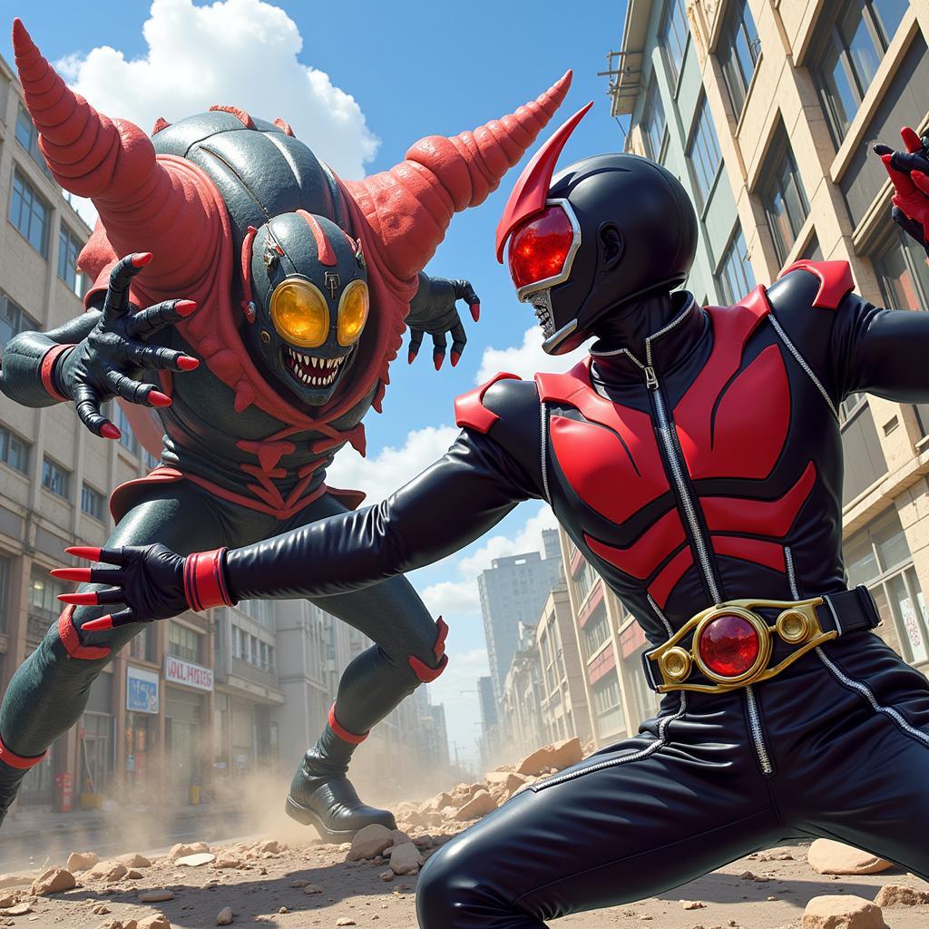 Hình ảnh Kamen Rider Kabuto chiến đấu với Worm