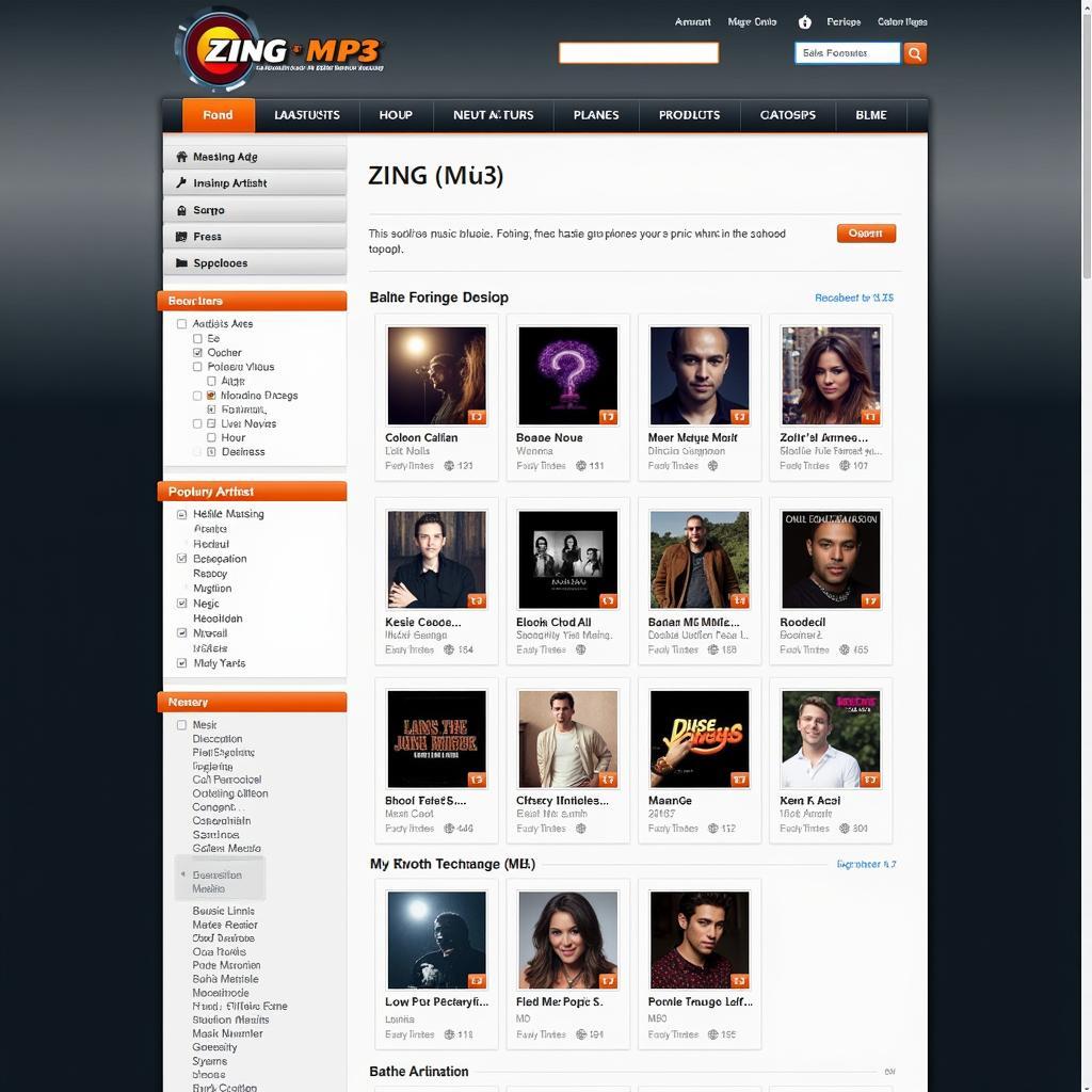 Giao diện website Zing MP3 với kho nhạc khổng lồ