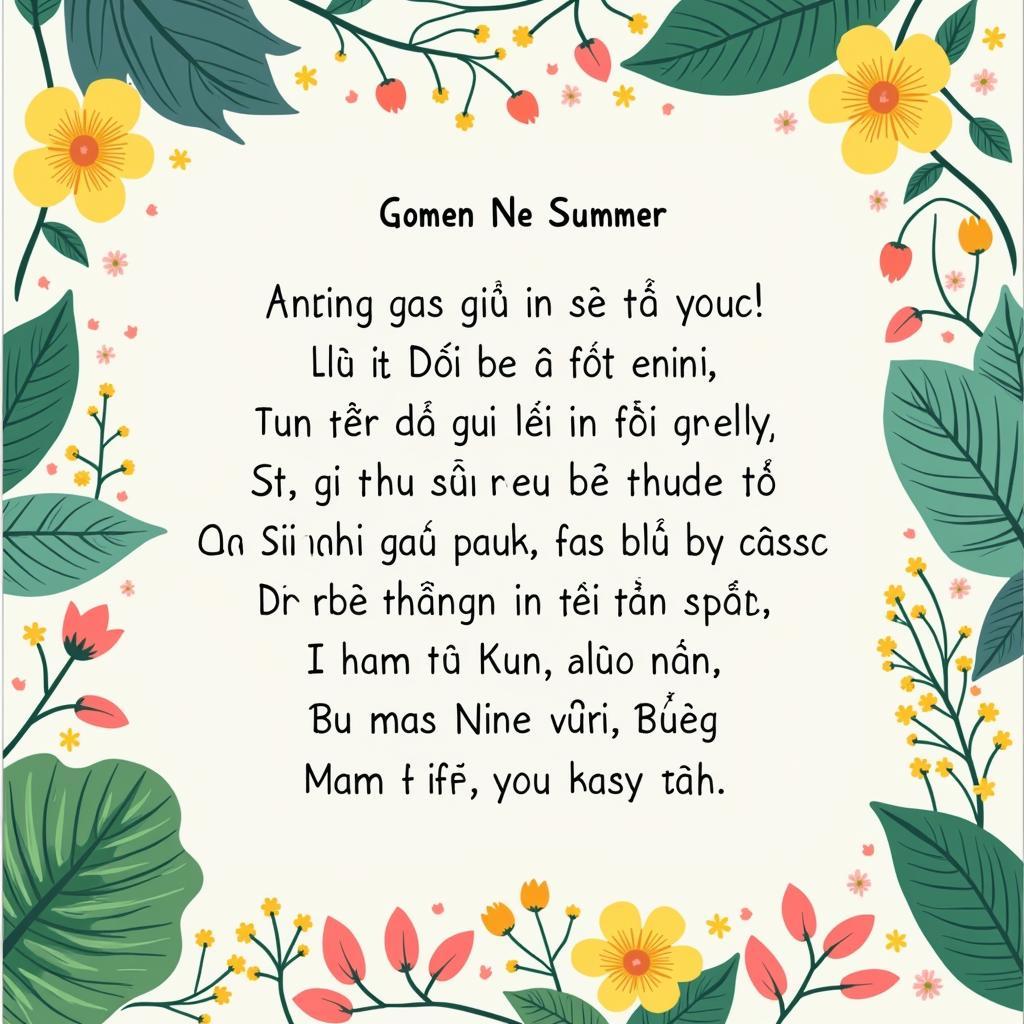 Lời Bài Hát Gomen Ne Summer Tiếng Việt