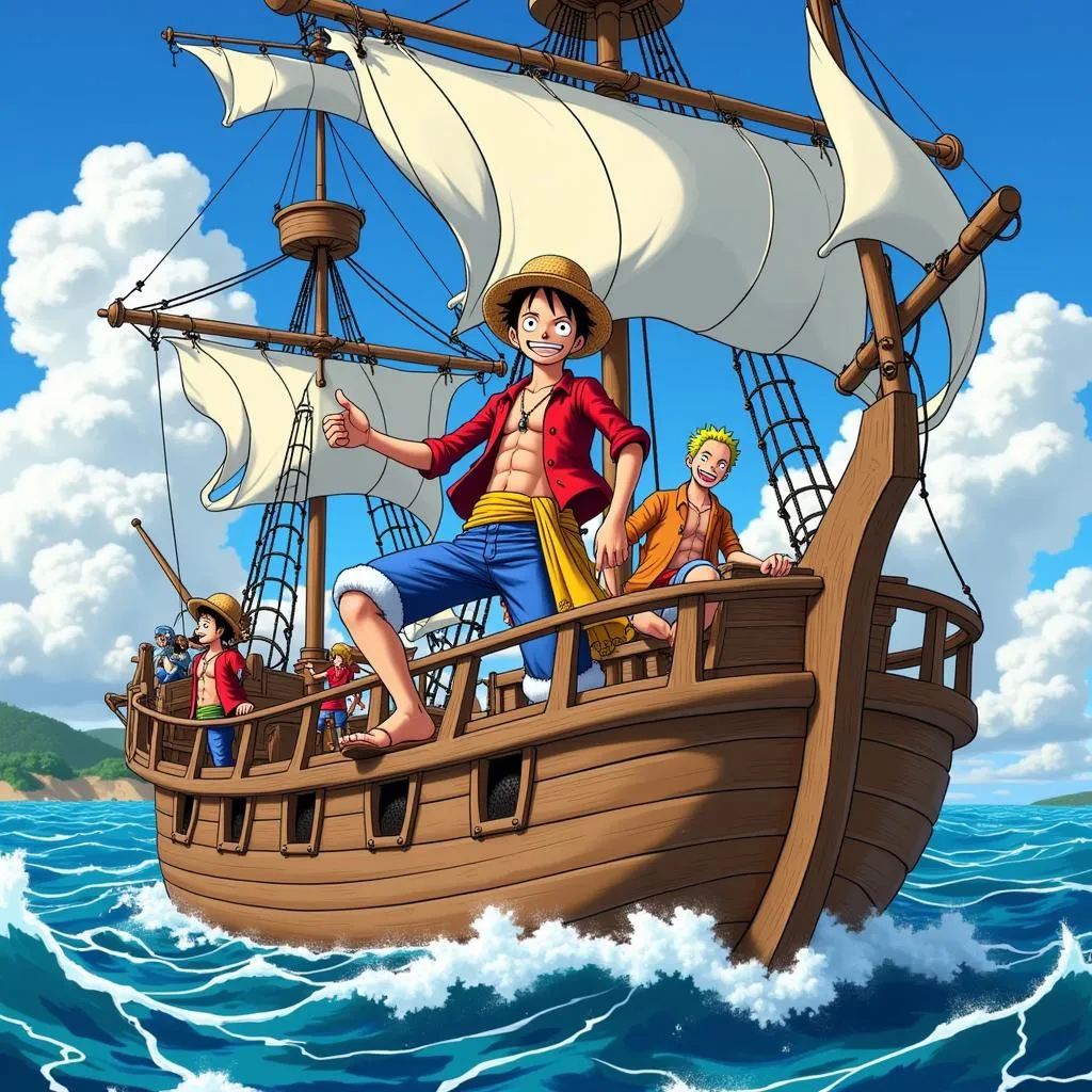 Luffy và băng Mũ Rơm trên tàu Going Merry