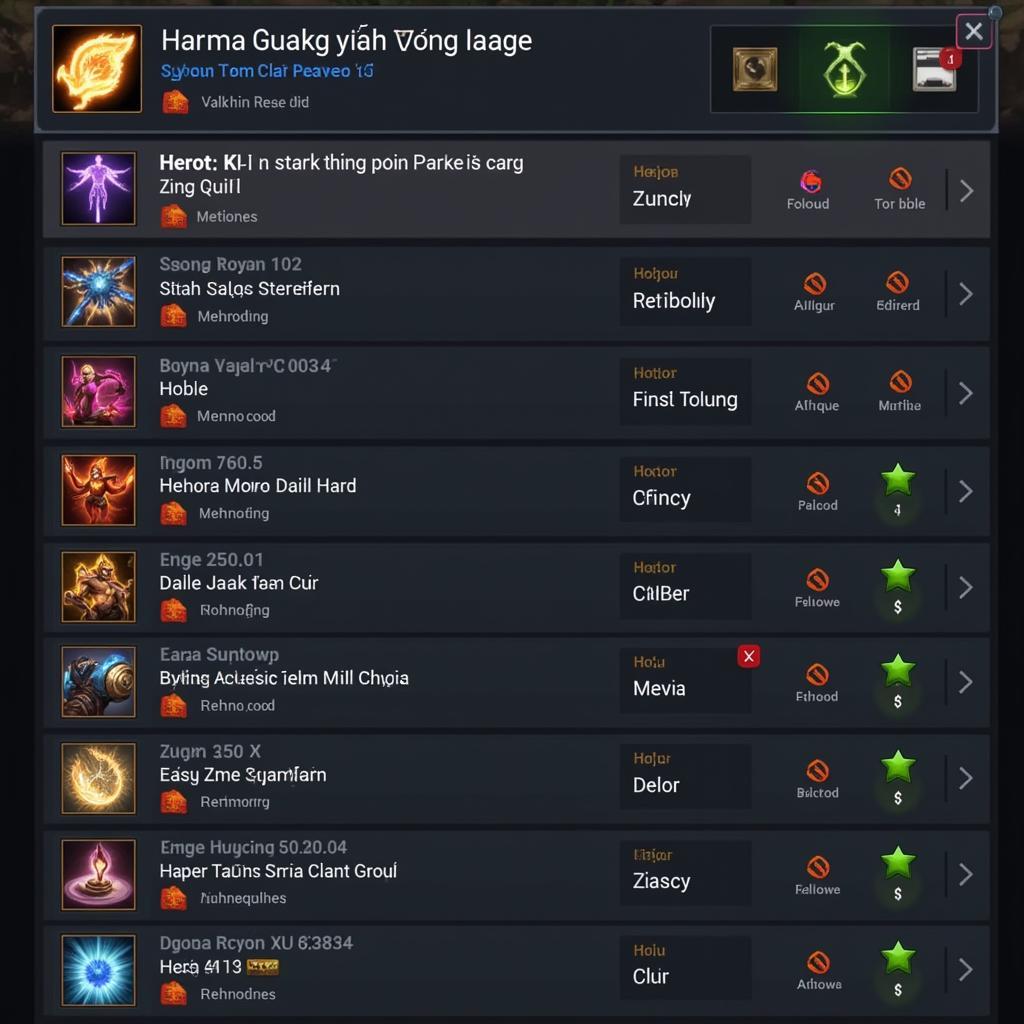 Giao diện mua sắm trong game Dota Truyền Kỳ