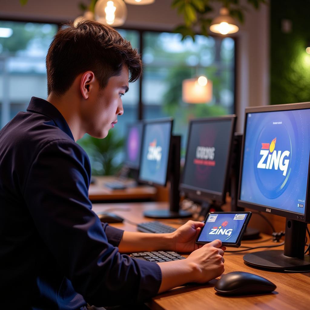 Topping up Zing Card at a cyber cafe