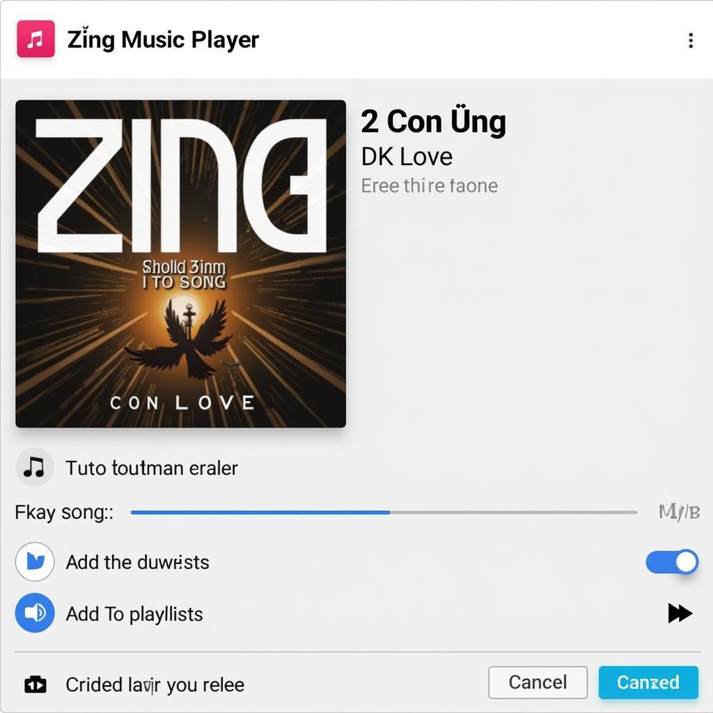 Giao diện phát nhạc 2 Con Đường DK Love trên Zing MP3