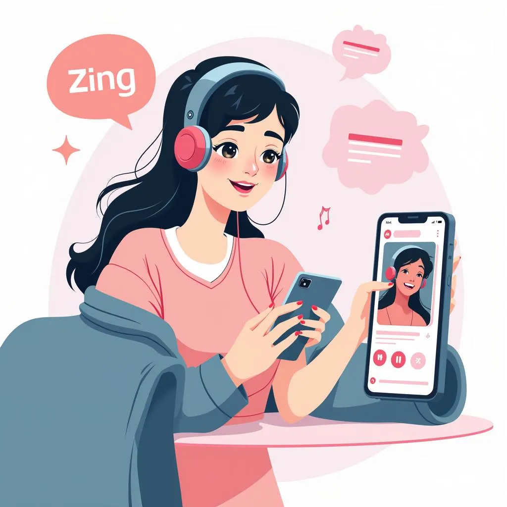 Hình ảnh người dùng đang trải nghiệm Zing MP3 trên điện thoại