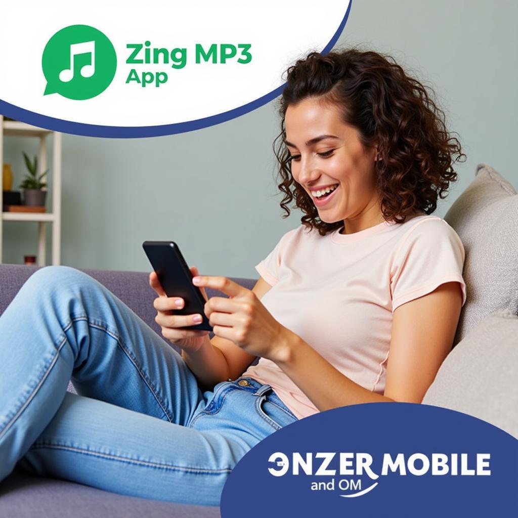 Người dùng đang nghe nhạc trên Zing MP3 bằng điện thoại