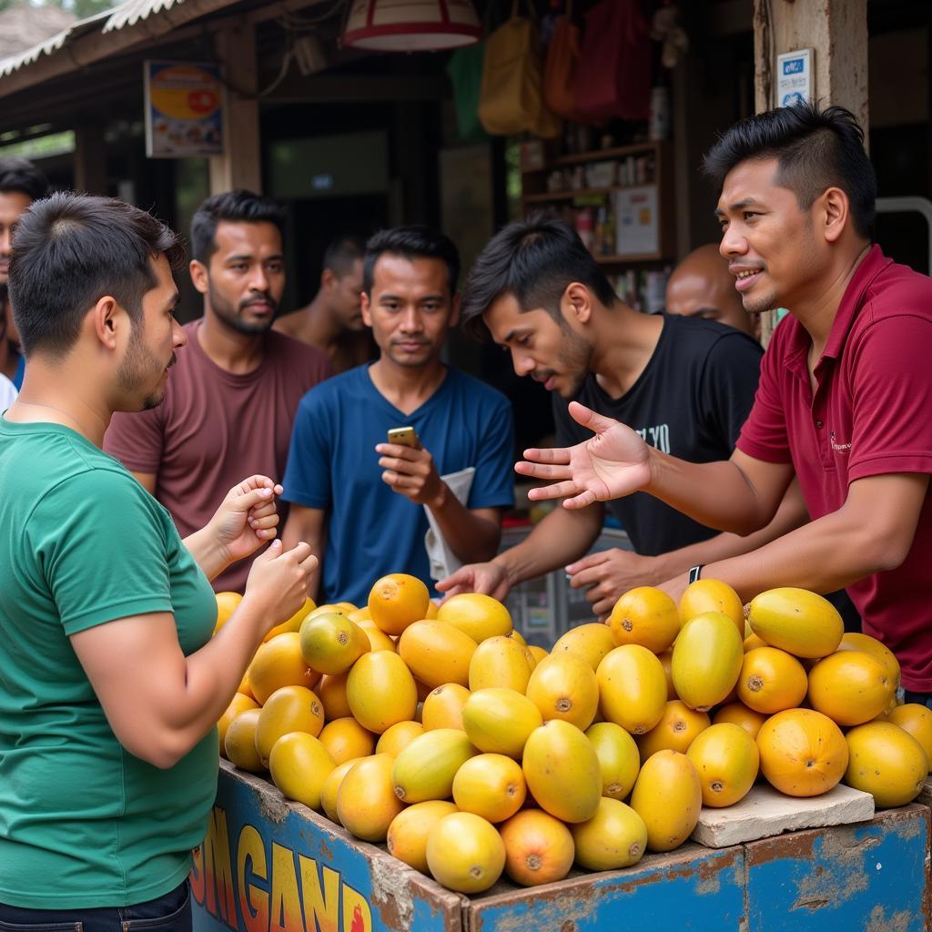 Người dân mua xoài tại chợ