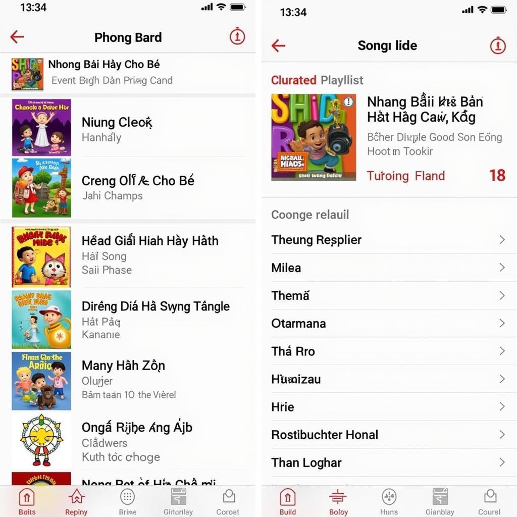 Hình ảnh danh sách các bài hát thiếu nhi trên Zing MP3