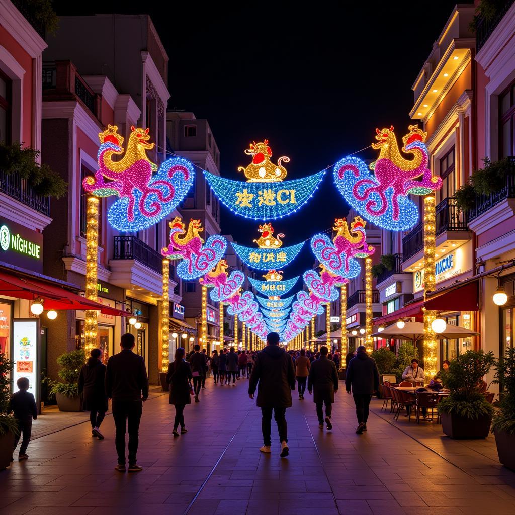 Nguyen Hue Walking Street decorated for New Year's celebrations