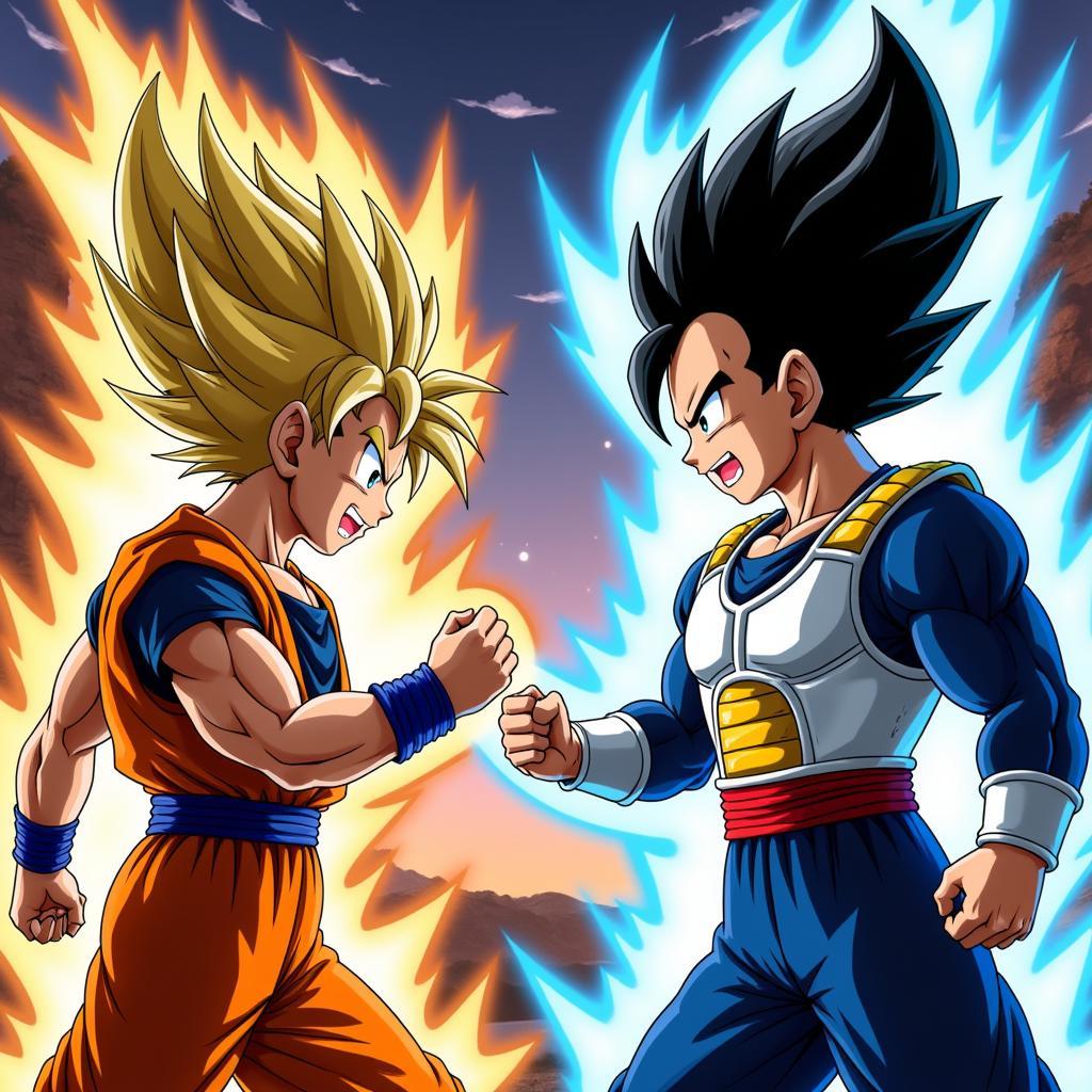 Songoku và Vegeta đối đầu không khoan nhượng