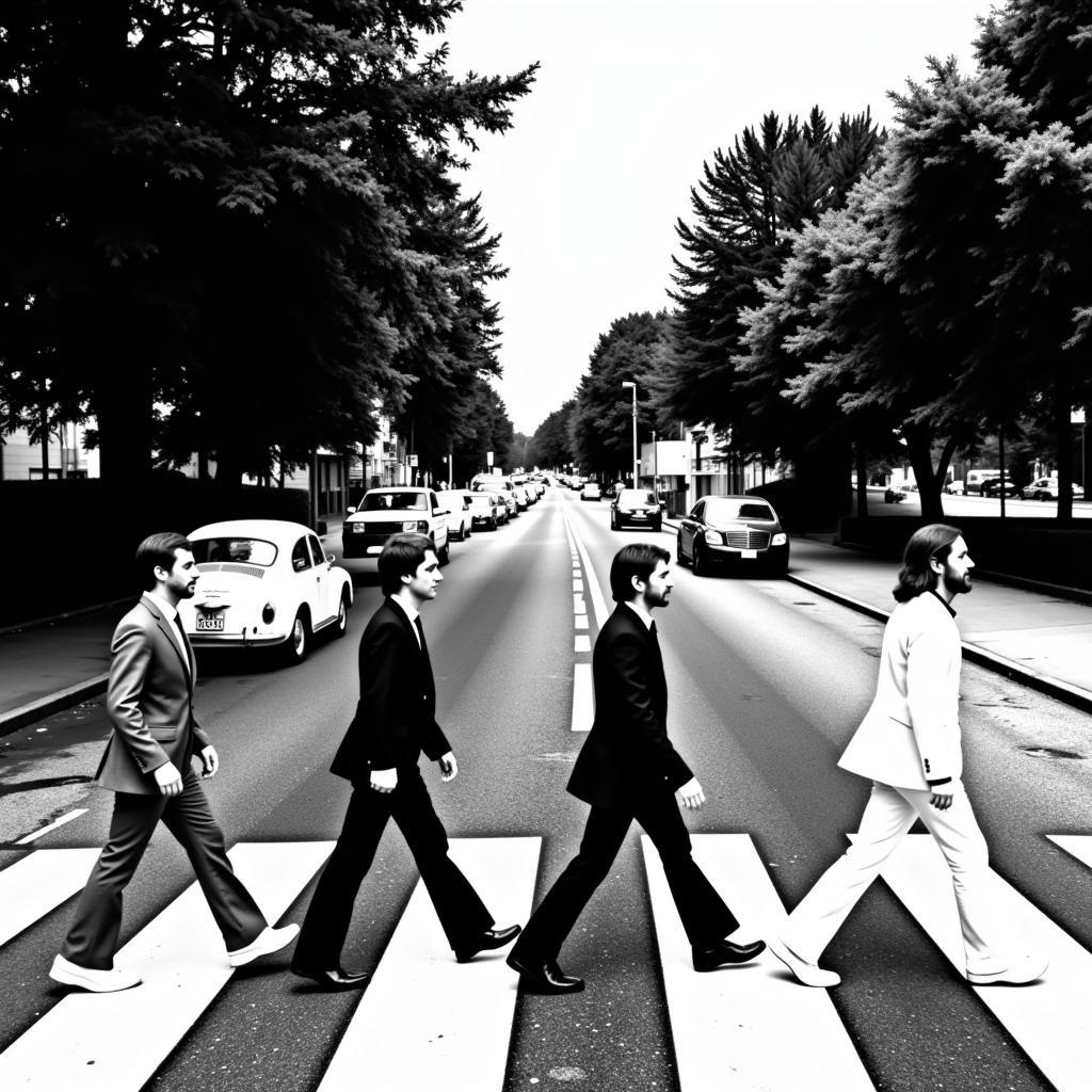 The Beatles crossing Abbey Road